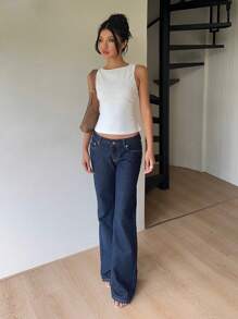 Aloruh 女士通勤日常露背蝴蝶结圆领无袖衬衫 - 白色 - 查看 7