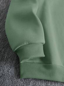 SHEIN Cottnline Men Letter Patched Detail Drawstring Thermal Lined Hoodie - Mint Green - View 4