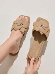 CUCCOO CHICEST 女士简约舒适方头平底凉鞋 - 卡其色 - 查看 2