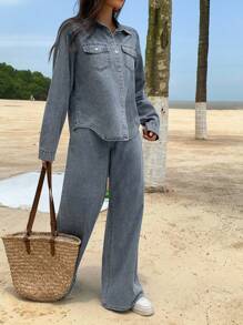 DAZY Women Denim Two Pieces Outfits,Fall Women Clothes - Medium Wash - View 7