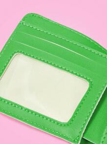 THE POWERPUFF GIRLS X SHEIN Green Cartoon Wavy Plaid Lightning Print Cute Wallet