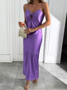 EURMUSE OFF SHOULDER V COLLAR MAXI STRAP DRESS Women Dresses Birthday Women S Clothes Woman S Summer Clothes Women Summer Clothing - Purple - View 5