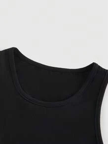 ROMWE Kawaii Subcultural Casual Emoticon Printed Women Fitted Camisole, Versatile - Black - View 3
