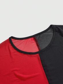 ROMWE Grunge Punk 女式加大码夏季网眼拼布圆领短袖紧身短款上衣