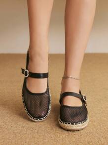 Styleloop Women's Round Toe Flats Net Design Fashion Beach Resort Comfortable Casual Shoes - Black - View 2