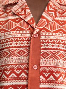 Maija 2 件套男士全印花纽扣前短袖衬衫和口袋短裤套装，夏威夷风 - 彩色 - 查看 6