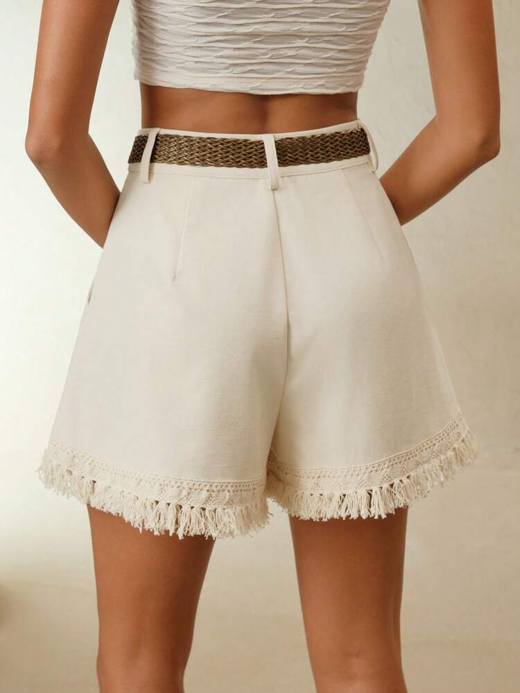 Women's High Waist Tassel Casual/Vacation Style Shorts, Summer