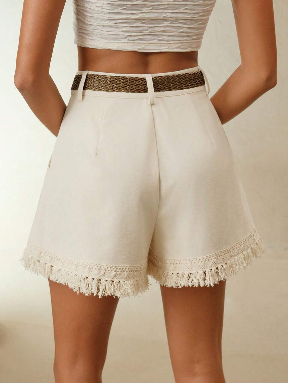 Women's High Waist Tassel Casual/Vacation Style Shorts, Summer