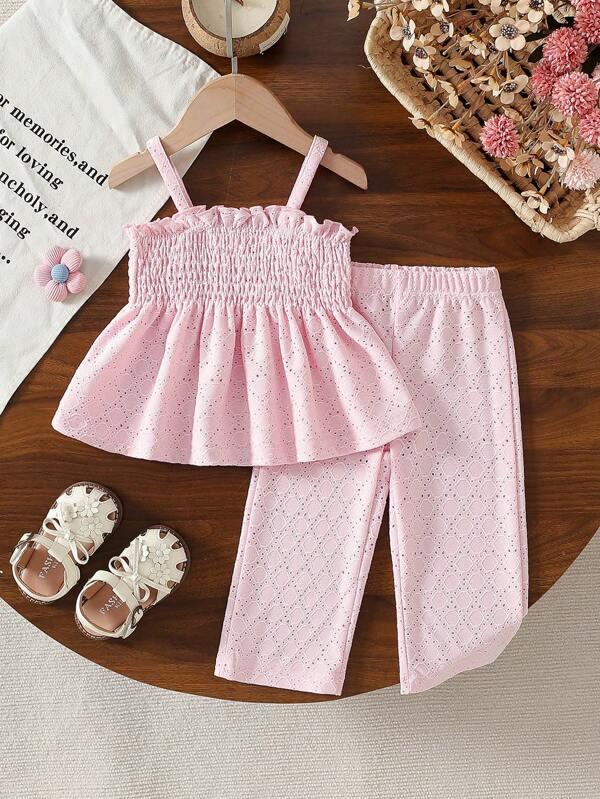 女婴吊带上衣和长裤套装，秋季/春季