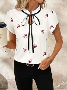 SHEIN Clasi 优雅的碎花白衬衫 - 杏色 - 查看 6