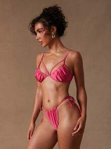 NYA SZN Ruched Swim Bikini Top Beach Poolside Casual Everyday Vacation Party Brunch Elegant Gyaru Club Going Out Sexy Concert National Tour Music Festival Summer Pastel