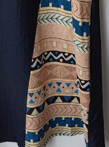 Lacomfia Vestido holgado y cómodo con estampado geométrico en patchwork multicolor