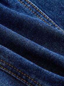 Selenza 女式夏季休闲前扣式肩带牛仔吊带背心 - 藍色 - 查看 3