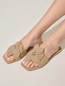 CUCCOO CHICEST 女士简约舒适方头平底凉鞋 - 卡其色 - 查看 3