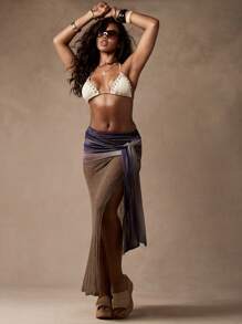 MISSGUIDED Summer Beach Maxi Sarong Wrap Skirt Holiday Resort Asymmetric Mesh Lace Cover Up Side Split Pool Swimwear Bottom - Multicolor - View 6