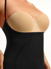 SHEIN Shape Plus Size Women Deep V-Neck Solid Cami Bodycon Dress