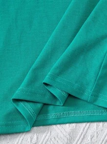 Sparklyn Set de 2 piezas de camiseta corta casual de verano con estampado de letras y vestido de camisola para niña preadolescente - Multicolor - Ver 8