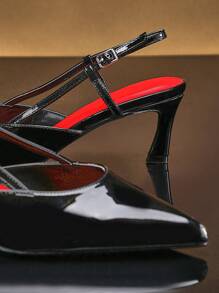 SHUZIA 女士经典细高跟鞋尖头漆皮高跟鞋