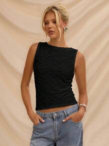 Avantive 黑色纹理无袖紧身上衣，适合正式场合、返校、万圣节、婚礼、宾客、度假、Y2K、海滩、可爱、教师、外出、商务休闲、优雅、生日、办公室、乡村音乐会、俱乐部、西部、工作服、街头服饰、复古、节日、鸡尾酒会、锐舞派对、毕业舞会、机场、趣味、基础款、早午餐、2000年代风格、紧身、老钱风格、教堂、返校节、优雅派对、端庄、仙女风、约会之夜、节日、度假装、坏女孩、斯德哥尔摩风格、夜生活 - 黑色 - 查看 4