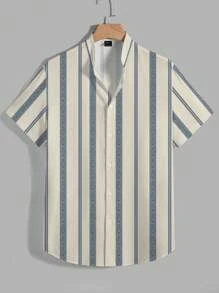 Manfinity Homme Men's Mature Casual Digital Print Short Sleeve Shirt