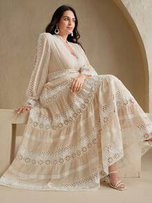 Anewsta فستان طويل أنيق للمرأة ذات الحجم الكبير، م...