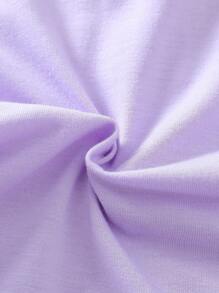 SHEIN 2pcs Baby Girls' Cute Floral Embroidered Collar Blouse And Shorts Set, Spring & Summer - Purple - View 5