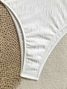 Swim SXY Maiô feminino com estampa floral e tecido especial, ideal para férias, festas e praia - Branco - Ver 7