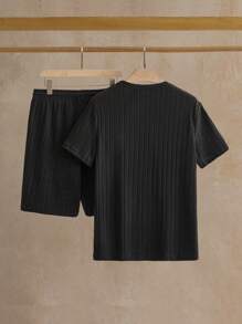 Manfinity VCAY 男士素色T恤和腰部抽繩短褲