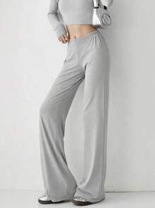 Light Gray Solid Color Casual Pants, Suitable For Summer Fall Cloth For Women - Light Grey - View 3
