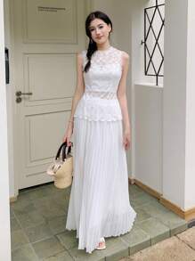SHEIN LUNE 女士日常两件套服装 - 白色 - 查看 5
