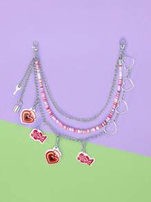 SCOOBY-DOO X SHEIN Purple Heart Cartoon Pattern Cute & Simple Zipper Pull - Purple - View 2