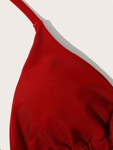 Vaytide 抽繩繞頸三角形比基尼泳裝上衣 - 紅色 - 查看 6