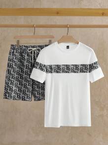 Manfinity NXTstreet Men Knitted Casual Short Sleeve T-Shirt Set - White - View 1