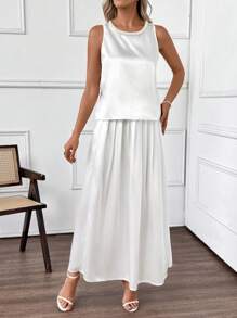 EMERY ROSE Bộ trang phục hai mảnh cho phụ nữ mặc hàng ngày Bộ trang phục hai mảnh cho phụ nữ Bộ trang phục phù hợp cho phụ nữ Bộ trang phục mùa hè cho phụ nữ Bộ trang phục hai mảnh cho giáo viên - trắng - Xem 3