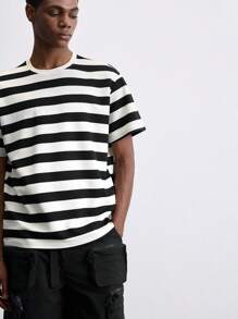 Maija 黑白条纹短袖圆领T恤，2025夏季新款，海滩必备，节日，独立日，城市通勤，商务休闲，日常休闲，百搭，时尚，办公室，婚礼嘉宾，派对，毕业季