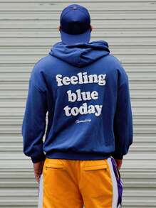 DAZY 男士字母印花落肩长袖休闲连帽衫，秋季