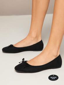 SHUZIA Giày búp bê nữ dáng rộng, mũi tròn, kiểu dáng tối giản – Thoải mái, đa năng và cổ điển, món đồ không thể thiếu cho Giáng sinh và Ngày Valentine. - màu đen - Xem 2