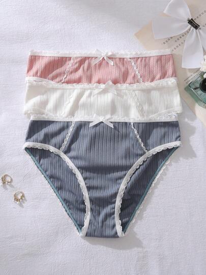 3pcs/Pack Fashion Casual Basic Panties For Big Girls, Underwear Sets Panty Sets Panties Pack