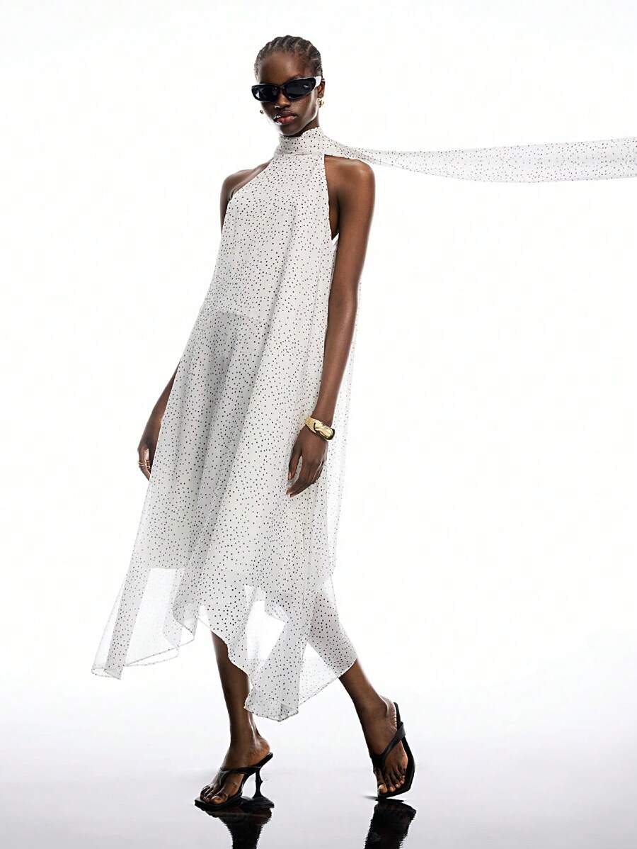 LYSMO Polka Dot Casual Women's Mid-Length Dress - Multicolor - View 1