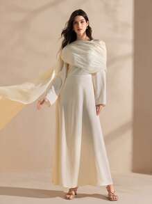 Graceveil Váy voan satin bất đối xứng thanh lịch cho nữ - Màu be - Xem 7