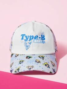 THE POWERPUFF GIRLS X SHEIN Women's Colorblock Adjustable Baseball Cap With Bubbles Pattern - White - View 1