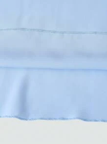 女童优雅圆领心形网眼泡泡袖蝴蝶结前部休闲时尚连衣裙，适合度假、旅行和生日礼物，夏季 - 淺藍色 - 查看 6