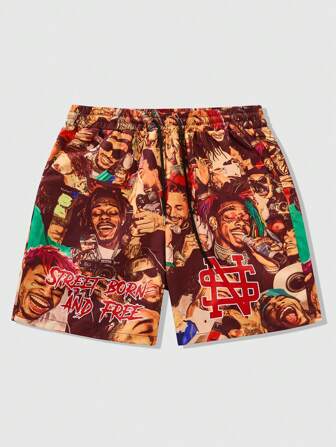 Street Life Herren Street Grafik Webkurze Hose, geeignet für täglichen Tragen im Frühling/Sommer