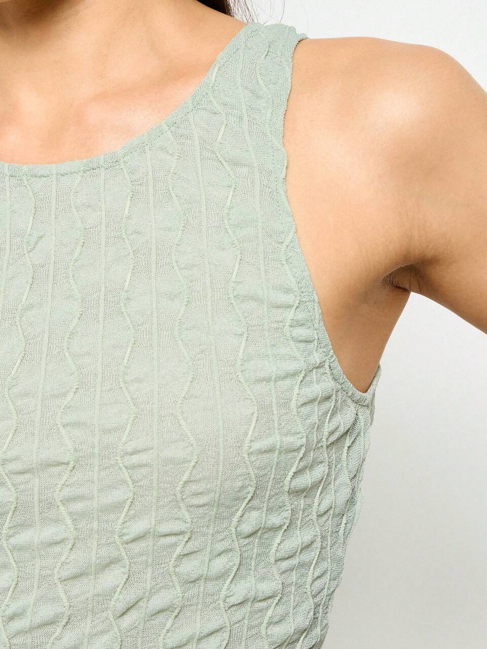 Textured Crinkle Ruched Wear Tank Top