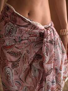 MOTF PREMIUM PAISLEY PRINT KNOT COVER UP SKIRT FOR SUMMER BEACH VACATION - Multicolor - View 6