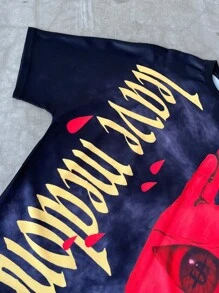 Manfinity EMRG Herren Lässig T-Shirt mit Buchstabe Muster, Rundhalsausschnitt, Kurzarm, Sommer - Schwarz - Übersicht 6