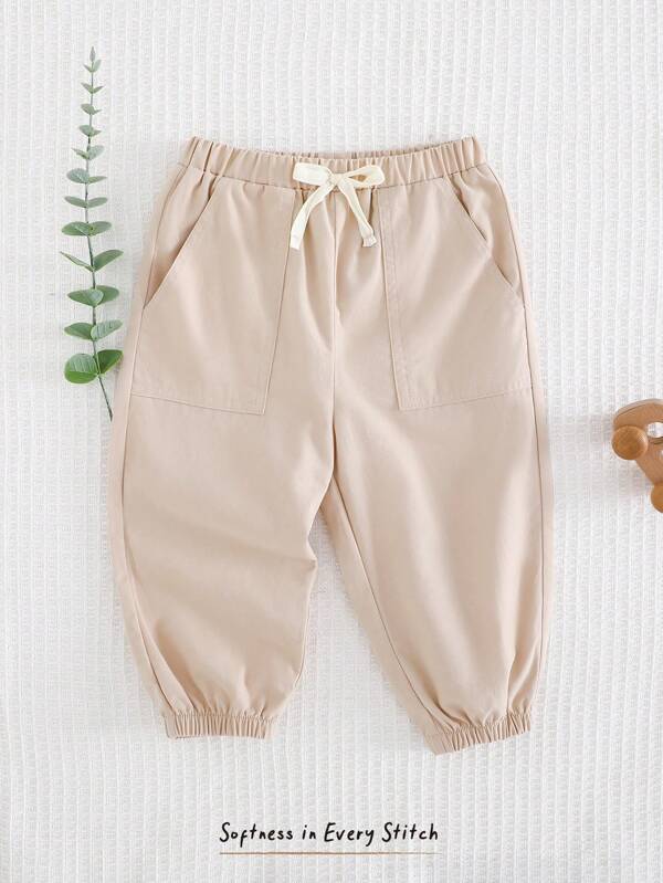 Cozy Pixies Pantalones de longitud al tobillo con cintura elástica y cordón para niño pequeño, versátiles y cómodos