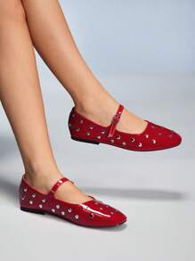 CUCCOO GRLICON Women's Y2K Style Flat Shoes, Suitable For Punk, Biker, Cool Girl, Halloween, Christmas, Party Outfits - Red - View 3