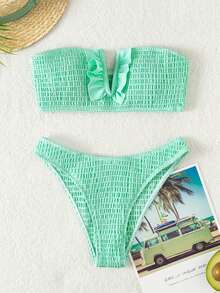 Swim Mod 纯色吊带泳衣，适合度假和海滩穿着 - 薄荷綠 - 查看 6