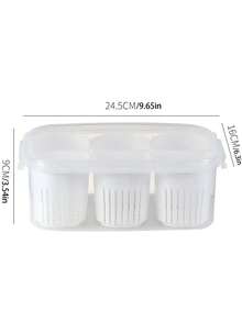 1pc Multi-Grid Food Storage Storage Box For Home, Fresh-Keeping Box For Ginger And Garlic, Wholesale Kitchen Refrigerator Fruit Food Preservation Draining Box - White - View 4